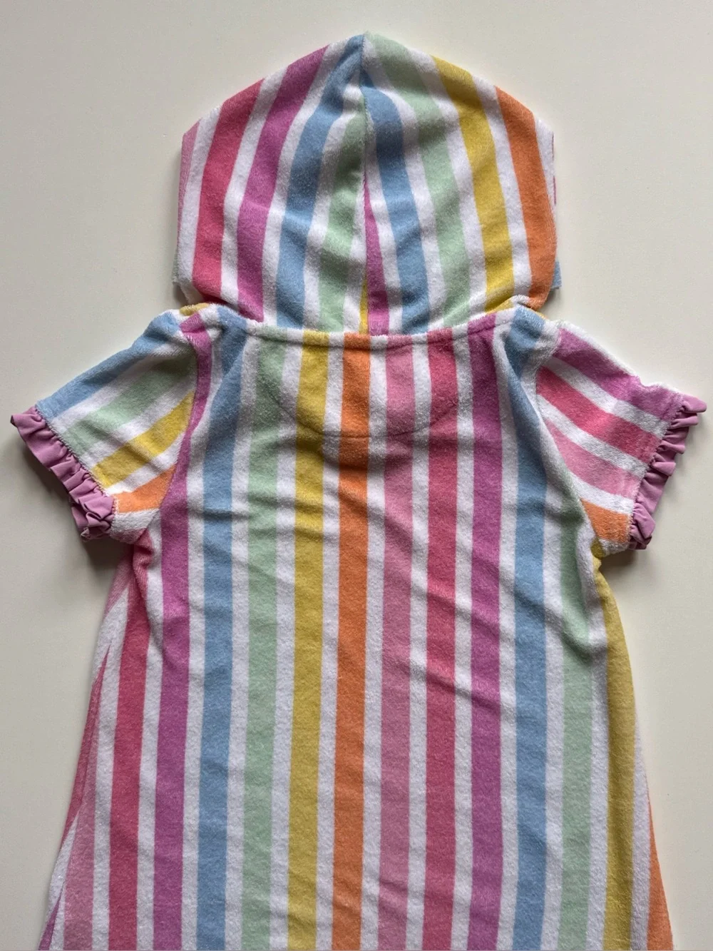 RuffleButts Girls Rainbow Dream Stripe Ruffle Terry Cover-Up - Size 3T